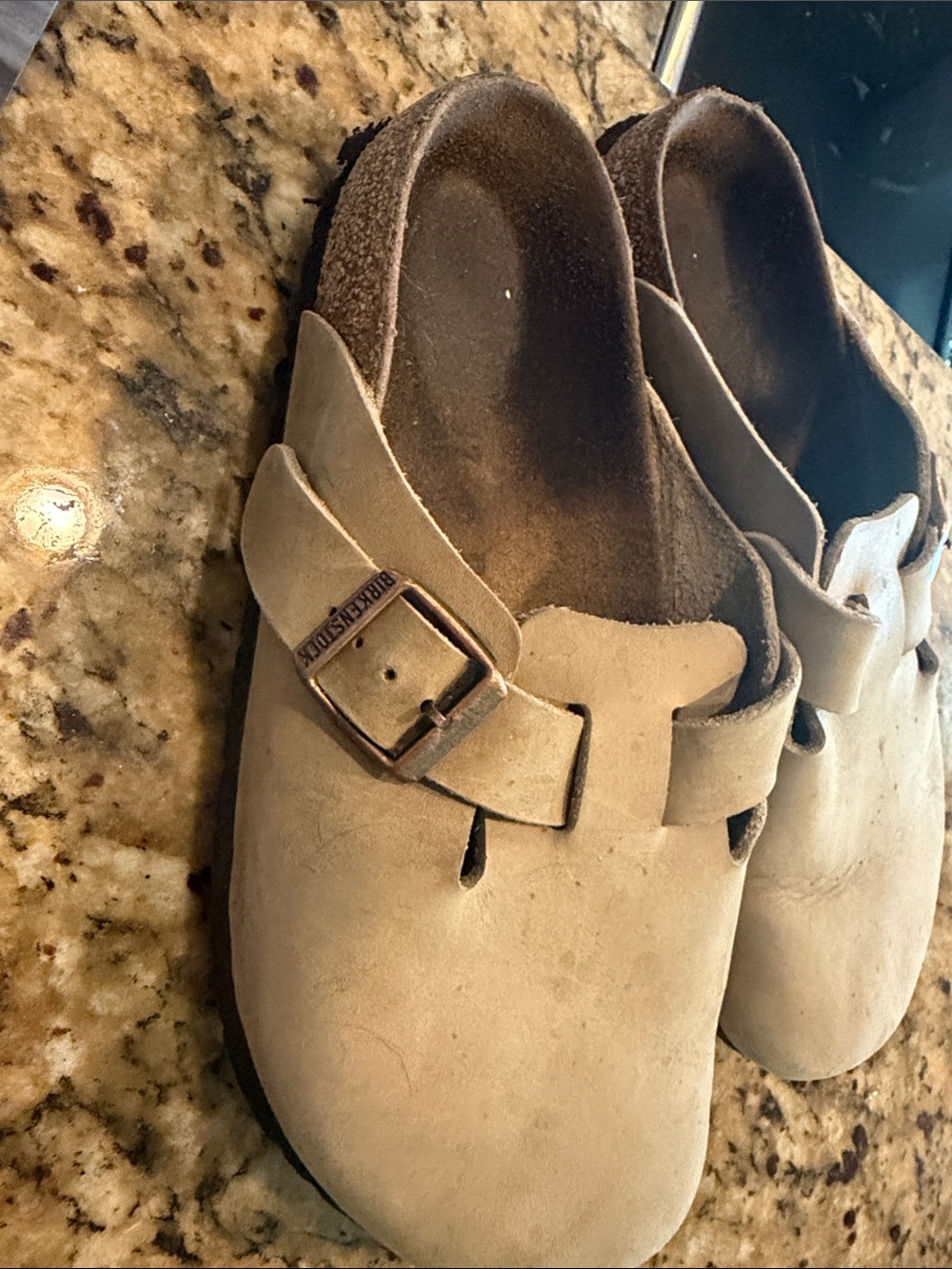 Birkenstock Women's Boston Clog in Light Taupe Suede